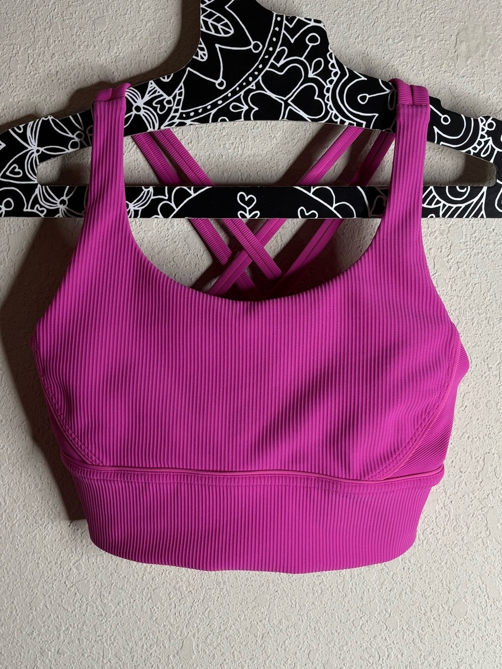 Lululemon Energy Longline Bra Ribbed pink W2BLIS size 6